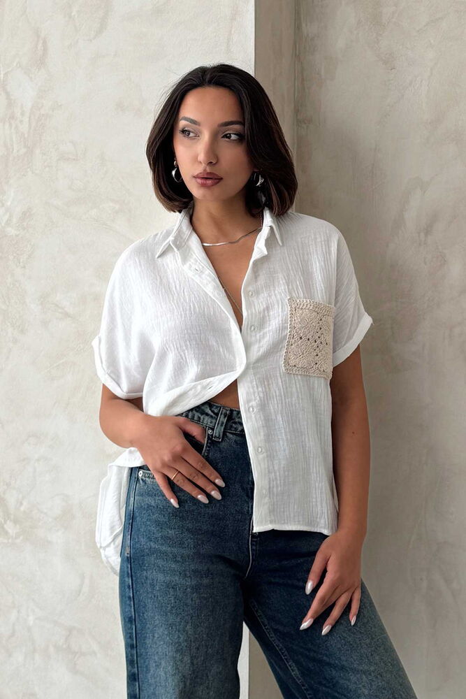Linen Shirt With Applique Pockets - Producer: Topshow - Wholesale Women Clothes - TheBS Women