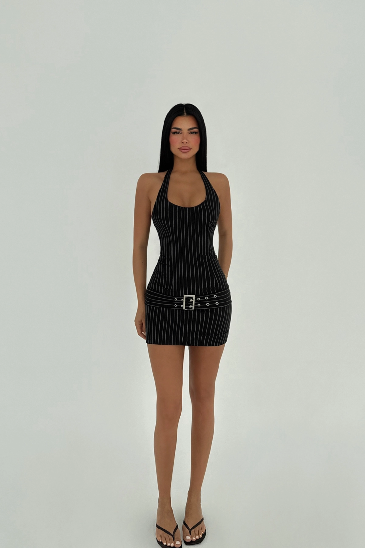 Belt Detail Striped Dress - Producer: EYYO ATELIER - Wholesale Women Clothes - TheBS Women