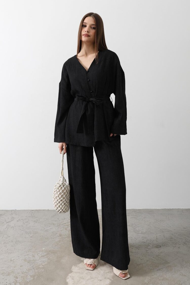 Tie Waist Tunic & Tie Waist Trousers Set - Producer: Reyon - Wholesale Women Clothes - TheBS Women