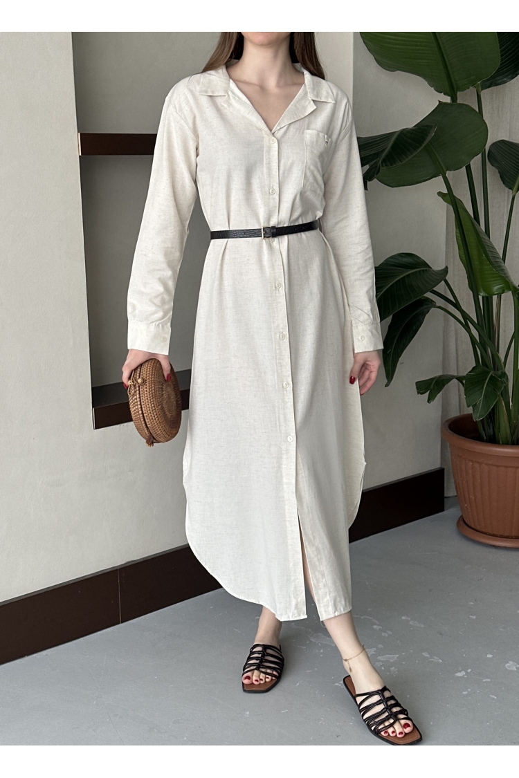 Linen Open Neck Dress - Brand: My Fashion - Women & Kids, Baby Clothes Wholesale - TheBS Women