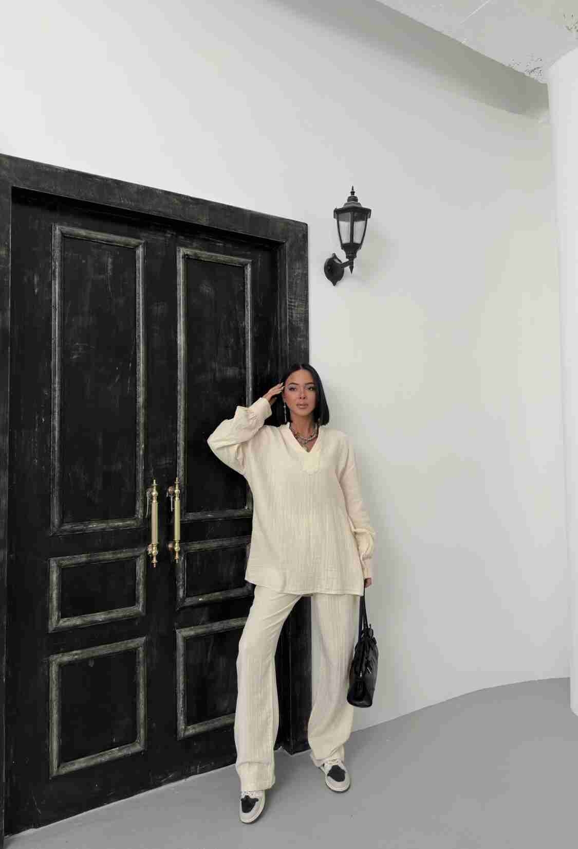 V Neck Mueslin Suit - Brand: My Fashion - Women & Kids, Baby Clothes Wholesale - TheBS Women