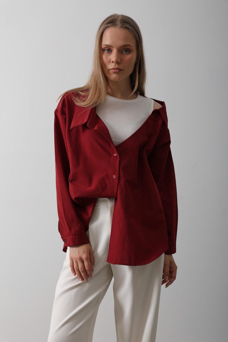 Tank Top Detailed Shirt - Burgundy - Producer: Reyon - Wholesale Women Clothes - TheBS Women