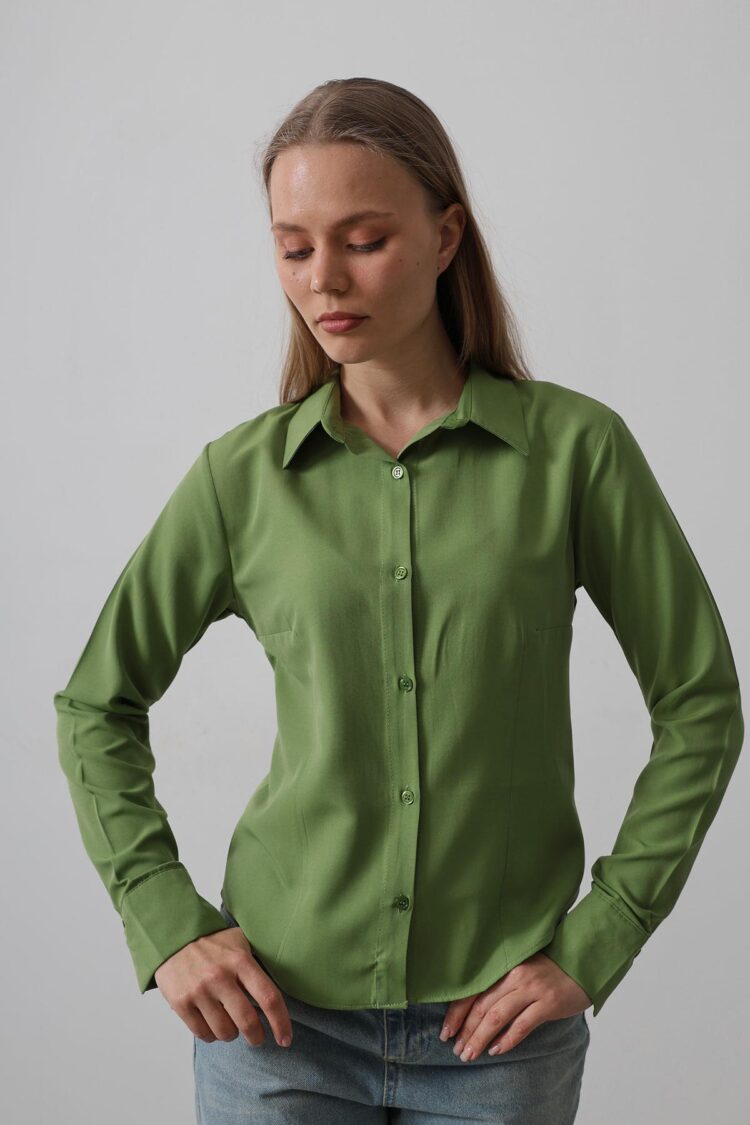 Basic Shirt - Cagla Green - Producer: Reyon - Wholesale Women Clothes - TheBS Women