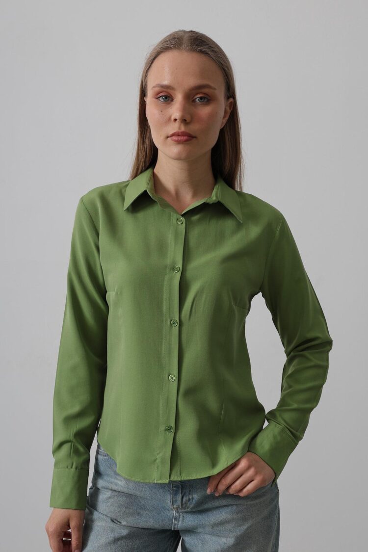 Basic Shirt - Cagla Green - Producer: Reyon - Wholesale Women Clothes - TheBS Women