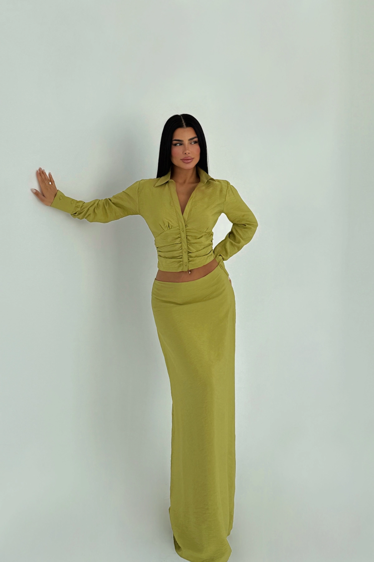 Oil Green Liana Bottom Top Set - Producer: EYYO ATELIER - Wholesale Women Clothes - TheBS Women