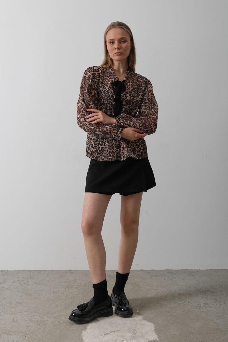 Leopard Blouse With Bow Detail - Multicolor - Producer: Reyon - Wholesale Women Clothes - TheBS Women