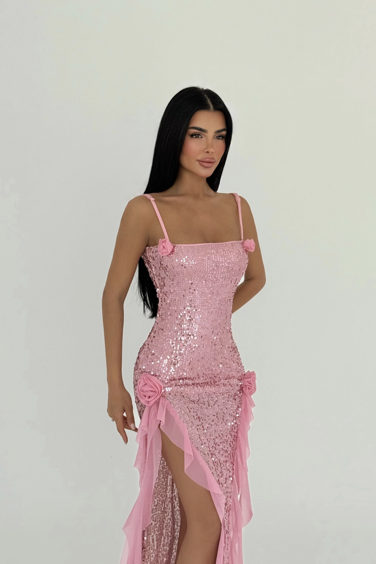 Paxton Sequined Long Slit Dress - Producer: EYYO ATELIER - Wholesale Women Clothes - TheBS Women