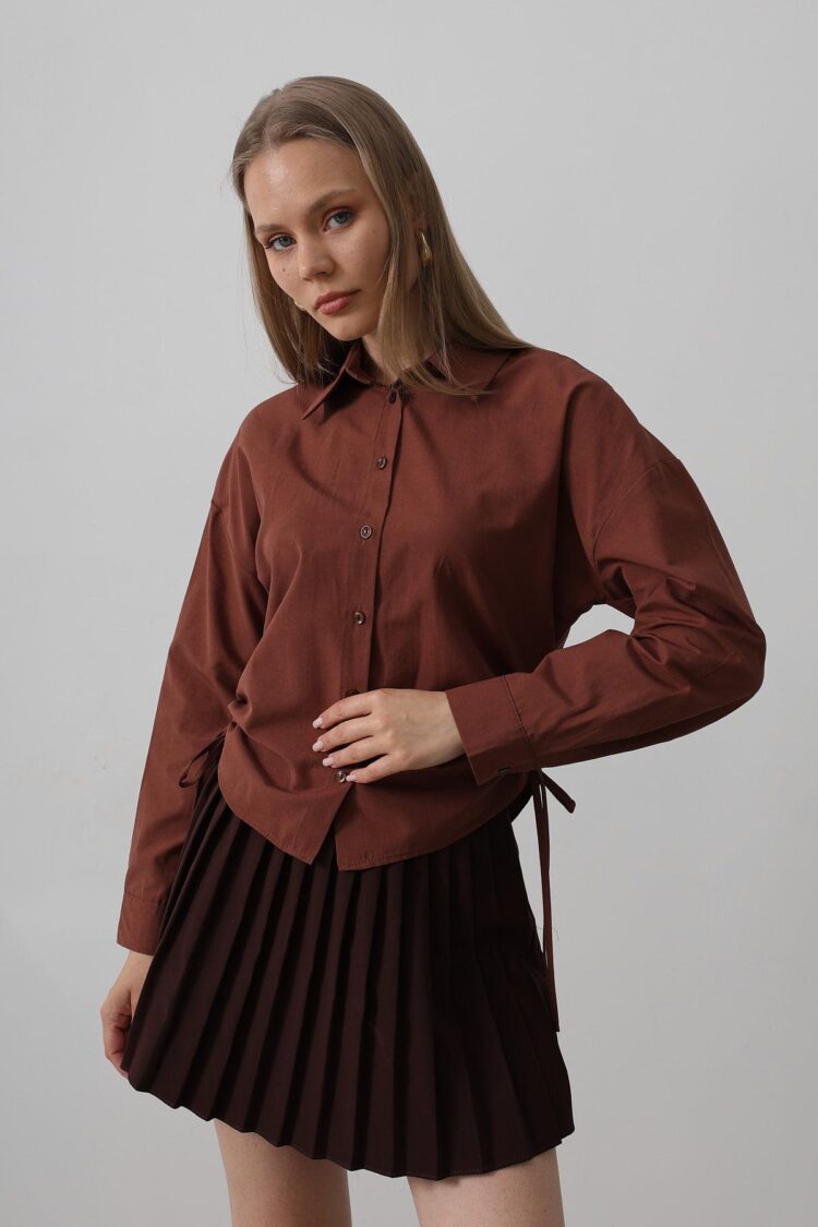 Basic Shirt With Side Tie - Dark - Producer: Reyon - Wholesale Women Clothes - TheBS Women