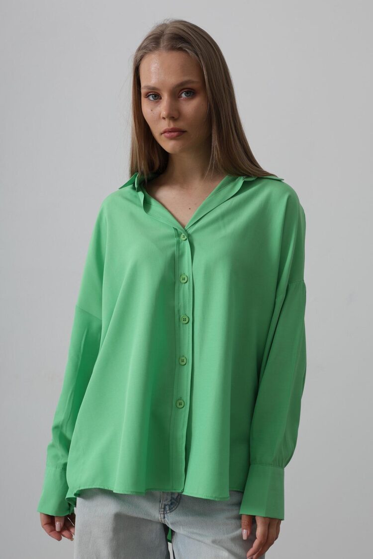 Wide Cuff Detailed Shirt - A. - Producer: Reyon - Wholesale Women Clothes - TheBS Women