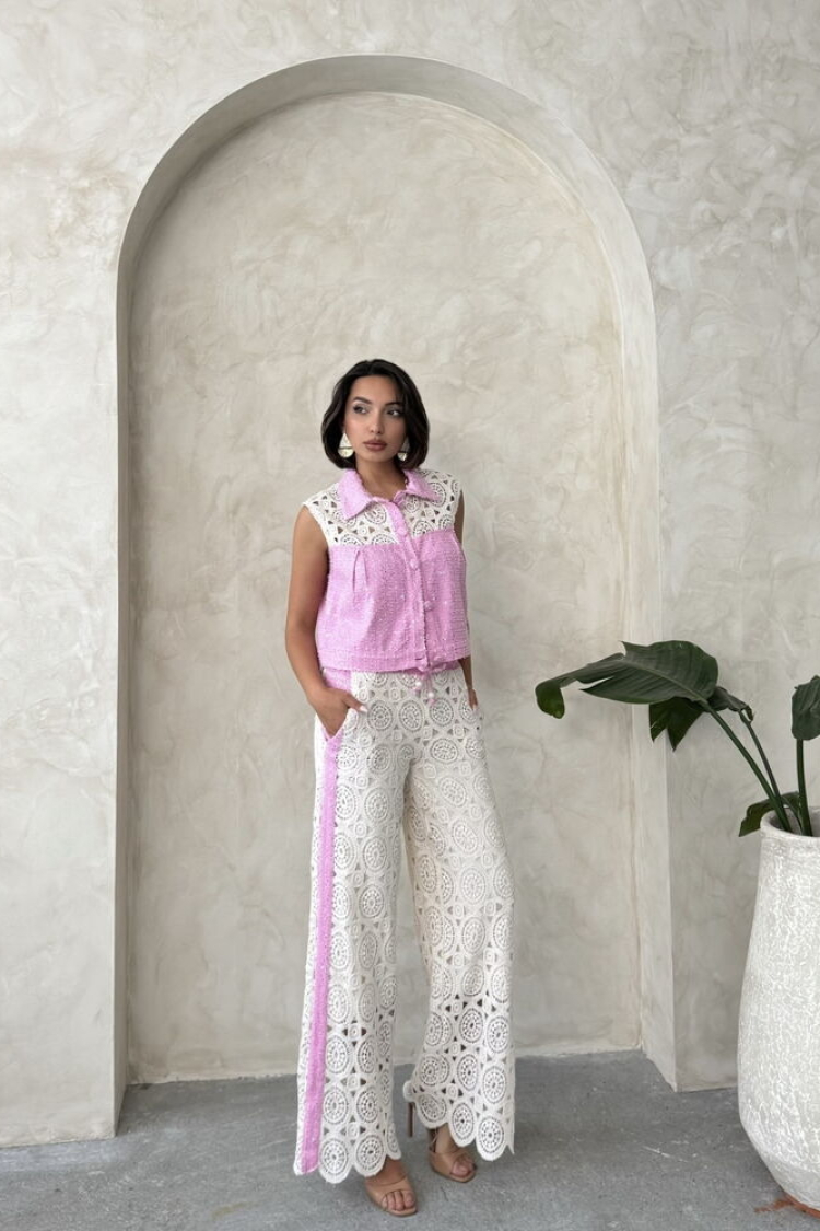 Denim Detailed Lace Pants - Producer: Topshow - Wholesale Women Clothes - TheBS Women