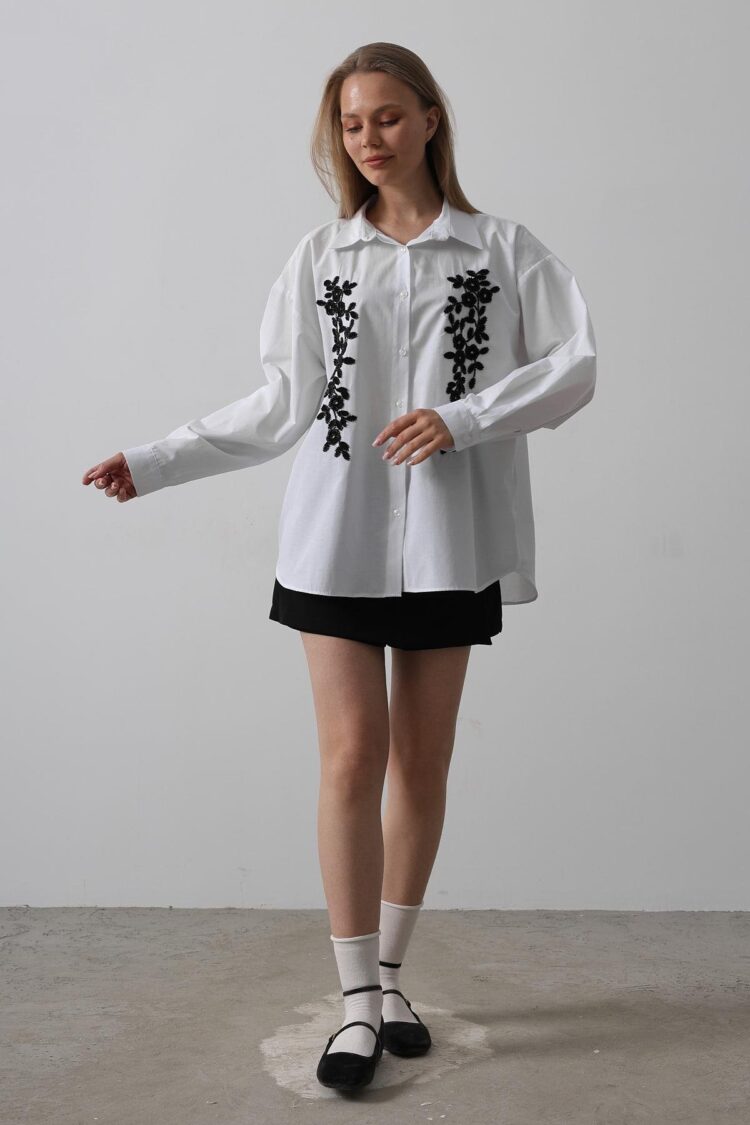 Bead Embroidery Detailed Long Shirt - Producer: Reyon - Wholesale Women Clothes - TheBS Women