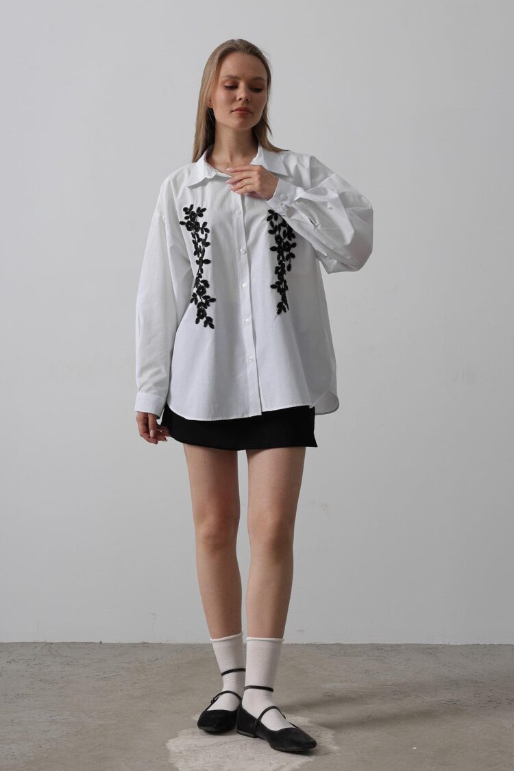 Bead Embroidery Detailed Long Shirt - Producer: Reyon - Wholesale Women Clothes - TheBS Women