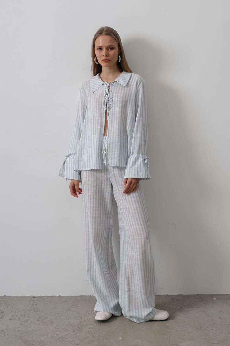 Striped Tie Pants Set - Producer: Reyon - Wholesale Women Clothes - TheBS Women