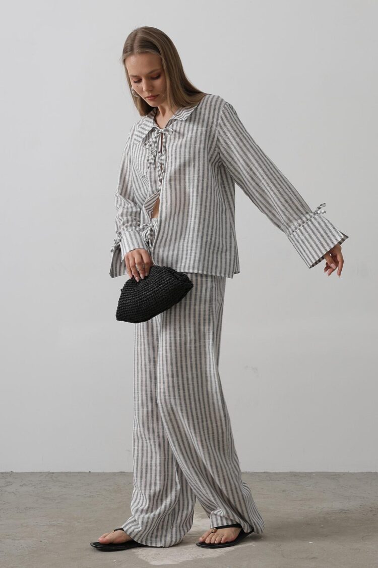 Striped Tie Pants Set - Producer: Reyon - Wholesale Women Clothes - TheBS Women