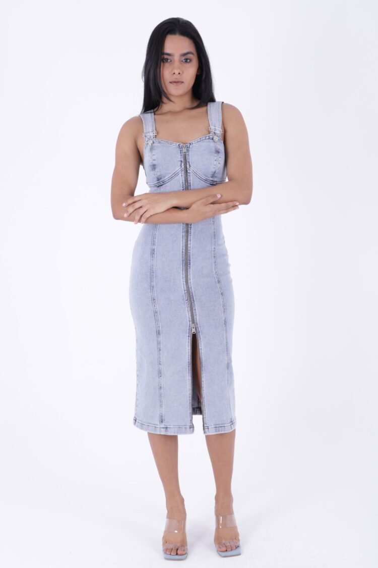 Adjustable Strappy Denim Dress With Lycra Coupe - Producer: XLove - Wholesale Women Clothes - TheBS Women