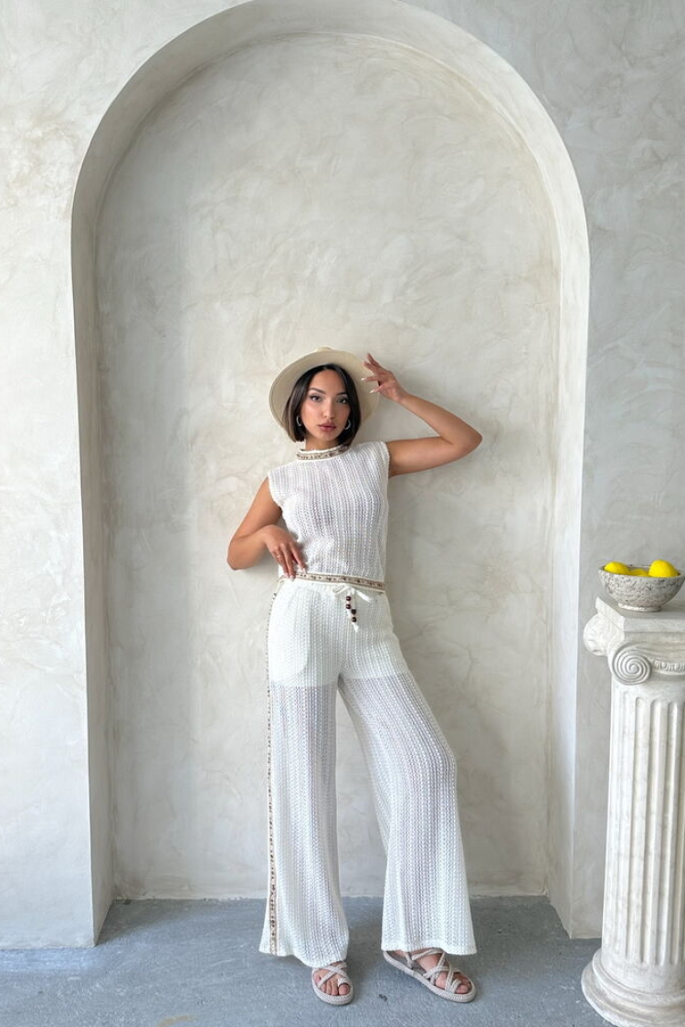 Stripe Detailed Lace Blouse - Raw - Producer: Topshow - Wholesale Women Clothes - TheBS Women