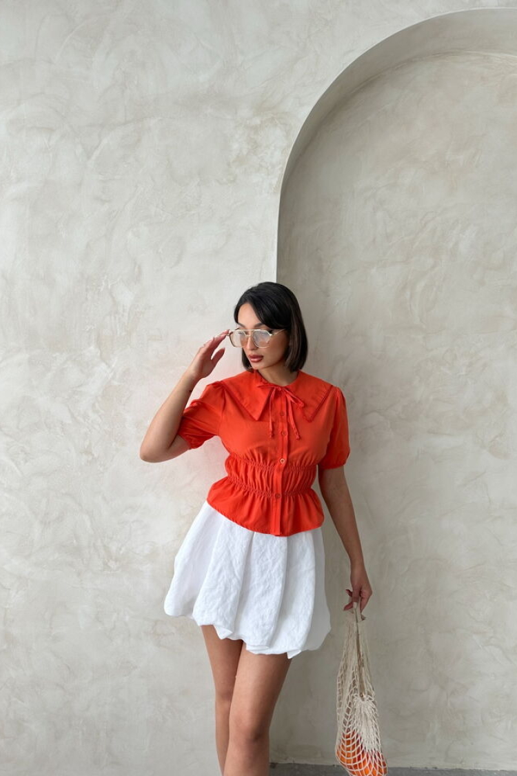 Collar Detailed Ruffle Shirt - Producer: Topshow - Wholesale Women Clothes - TheBS Women