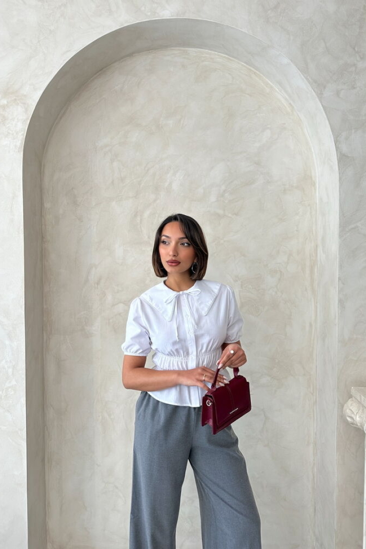 Collar Detailed Ruffle Shirt - Producer: Topshow - Wholesale Women Clothes - TheBS Women