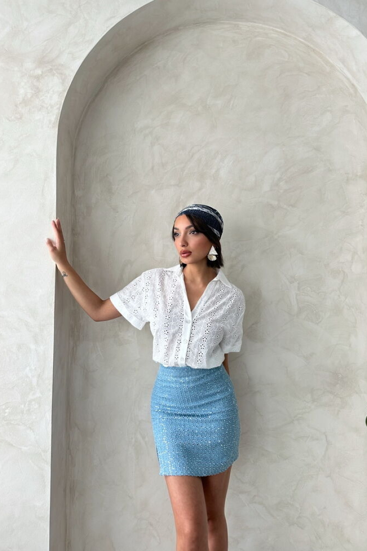 Sequin Denim Skirt - Producer: Topshow - Wholesale Women Clothes - TheBS Women