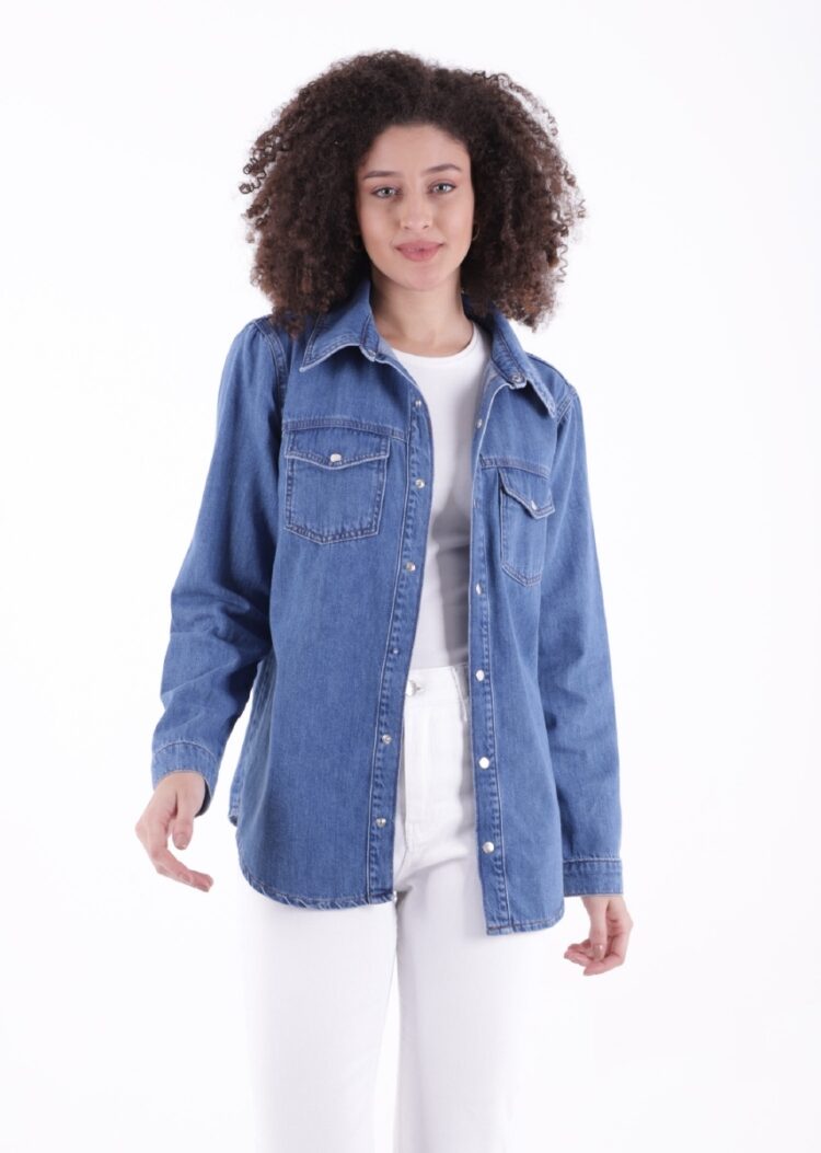 Denim Shirt With Snap - Producer: XLove - Wholesale Women Clothes - TheBS Women