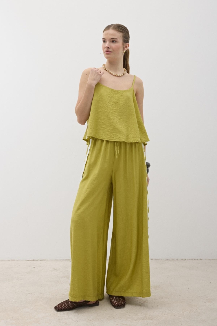 Elastic Waist Water Stone Detailed Pants Oil - Brand: Levure - Women & Kids, Baby Clothes Wholesale - TheBS Women