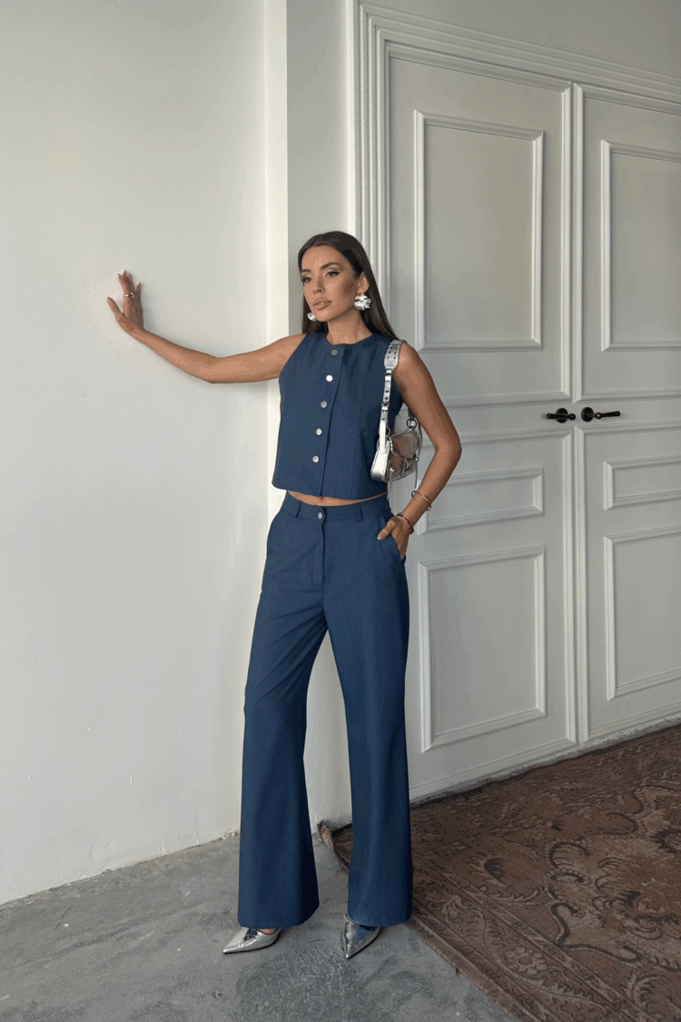 Tencel Sleeveless Shirt - Trousers Set - Producer: Ello - Wholesale Women Clothes - TheBS Women