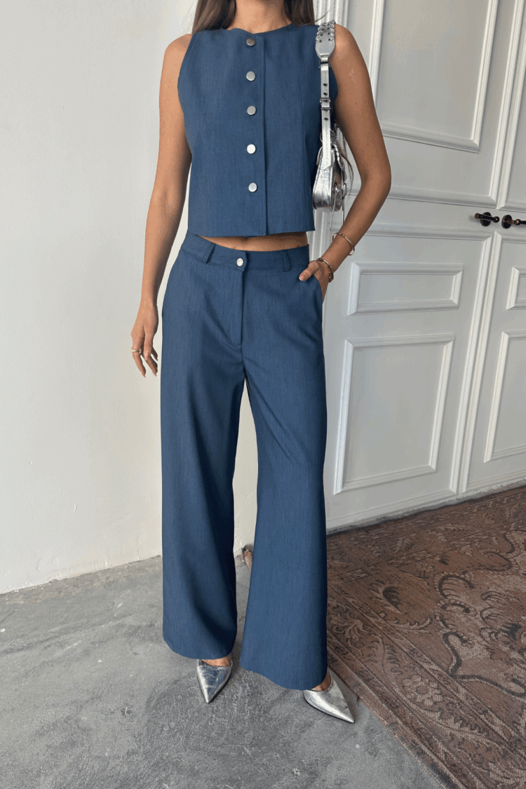 Tencel Sleeveless Shirt - Trousers Set - Producer: Ello - Wholesale Women Clothes - TheBS Women