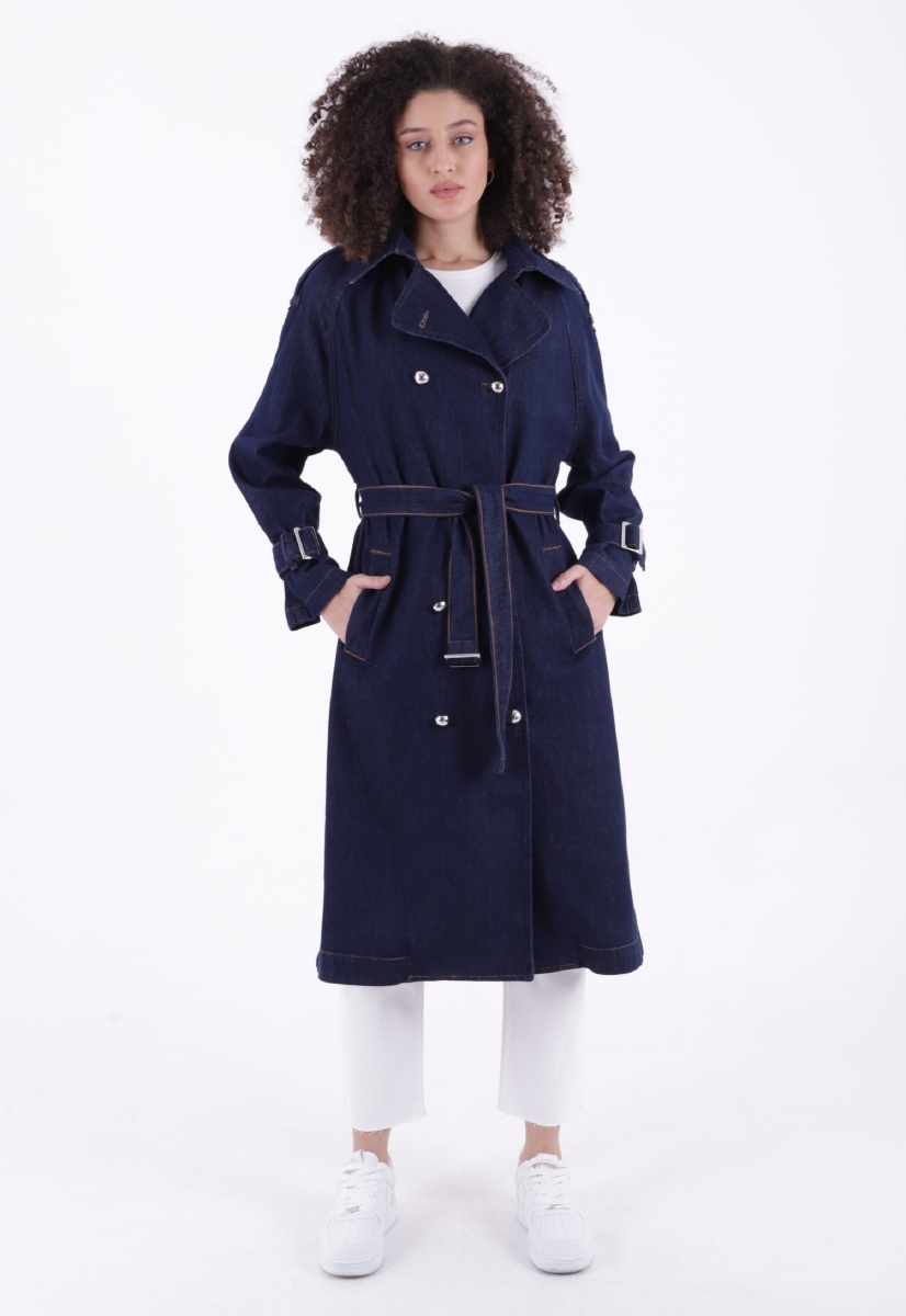 Double Breasted Collar Belted Oversize Long Trench Coat - Producer: XLove - Wholesale Women Clothes - TheBS Women
