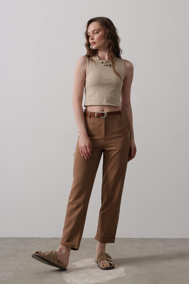 Carrot Pants With Belt - Taba - Producer: Reyon - Wholesale Women Clothes - TheBS Women