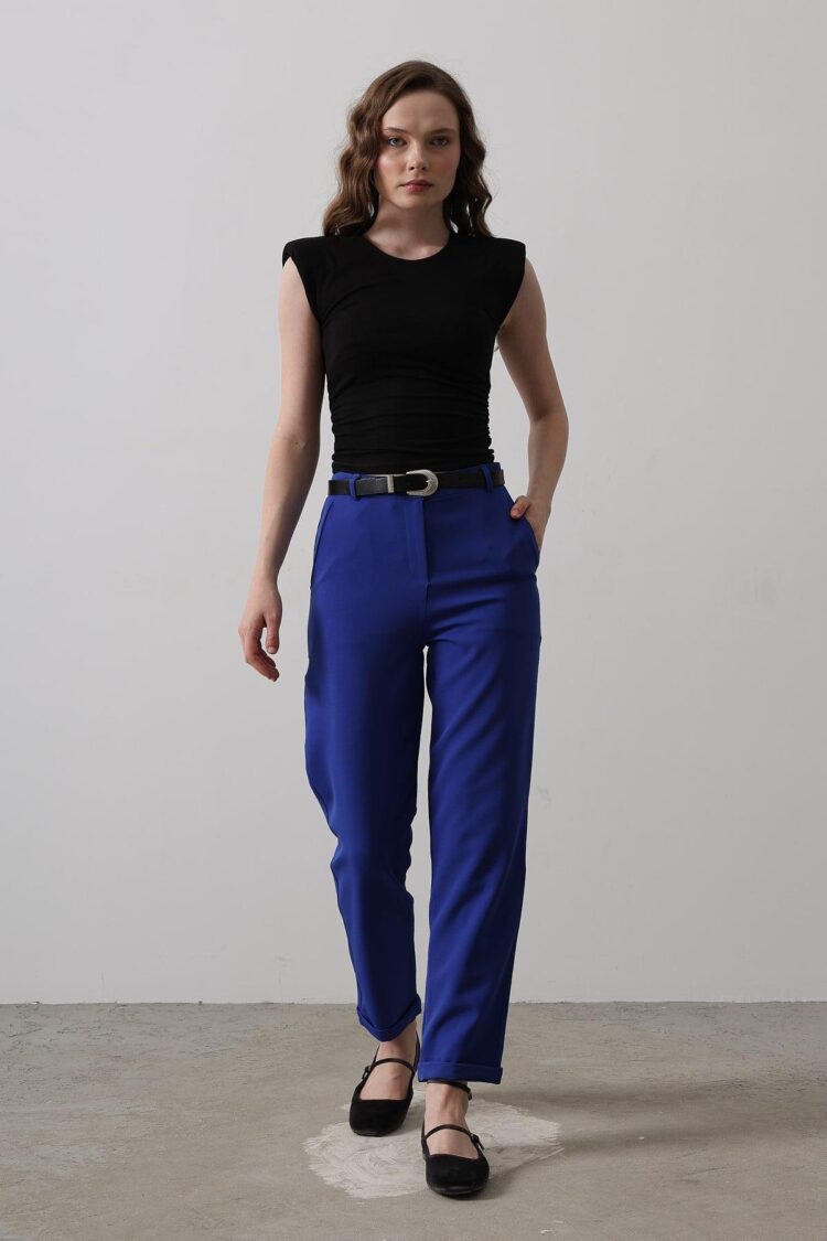 Carrot Pants With Belt - Saks - Producer: Reyon - Wholesale Women Clothes - TheBS Women