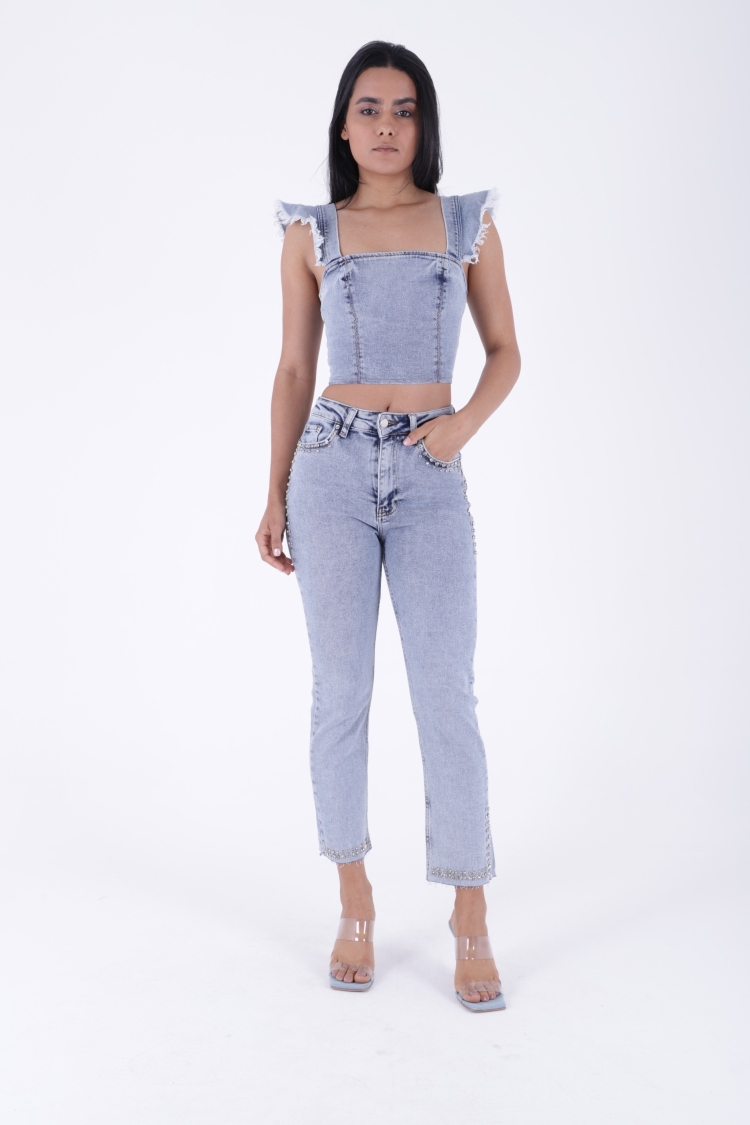 Mom Fit Jeans With Stones - Brand: XLove - Women & Kids, Baby Clothes Wholesale - TheBS Women