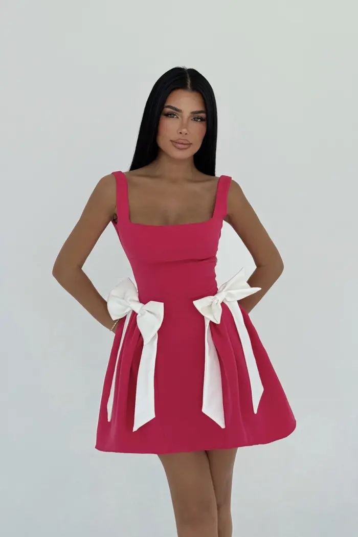 Bow Detailed Suspender Dress - Producer: EYYO ATELIER - Wholesale Women Clothes - TheBS Women