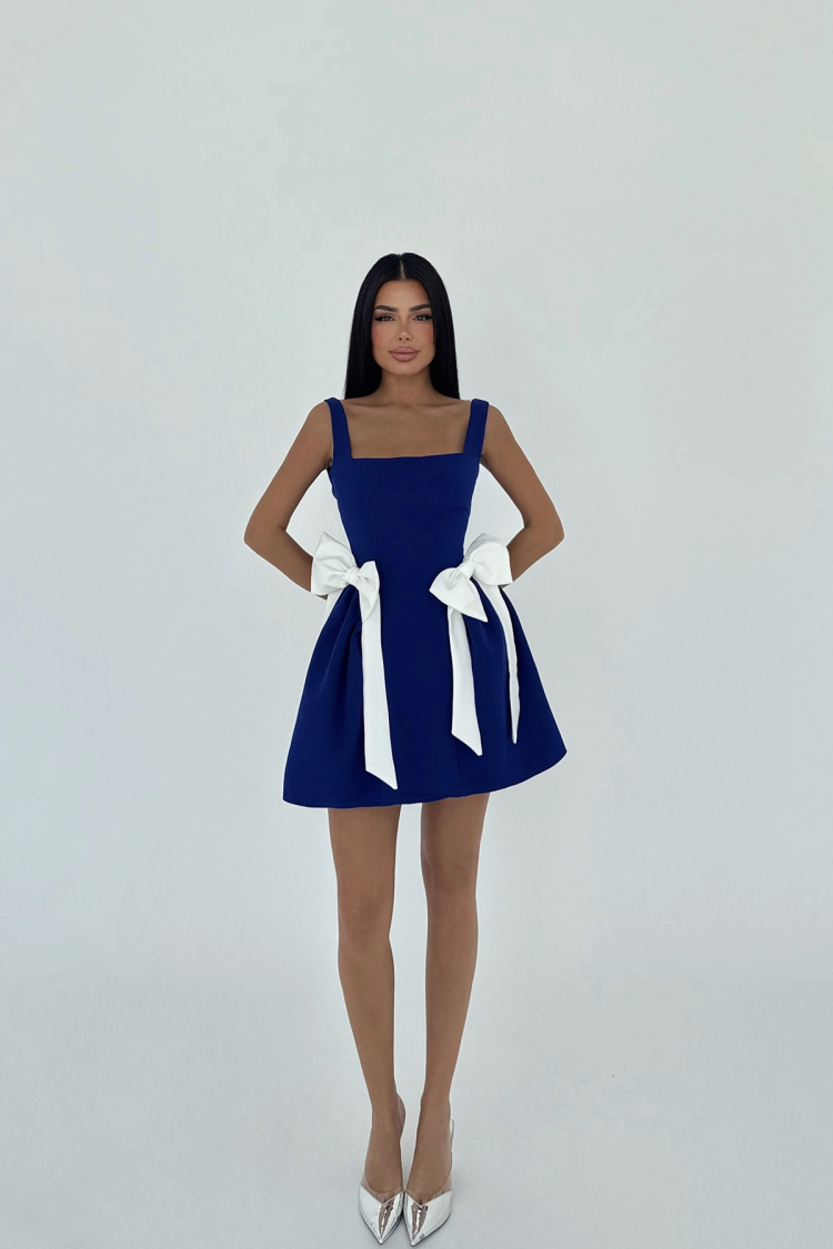 NavyBow Detailed Suspender Dress - Producer: EYYO ATELIER - Wholesale Women Clothes - TheBS Women