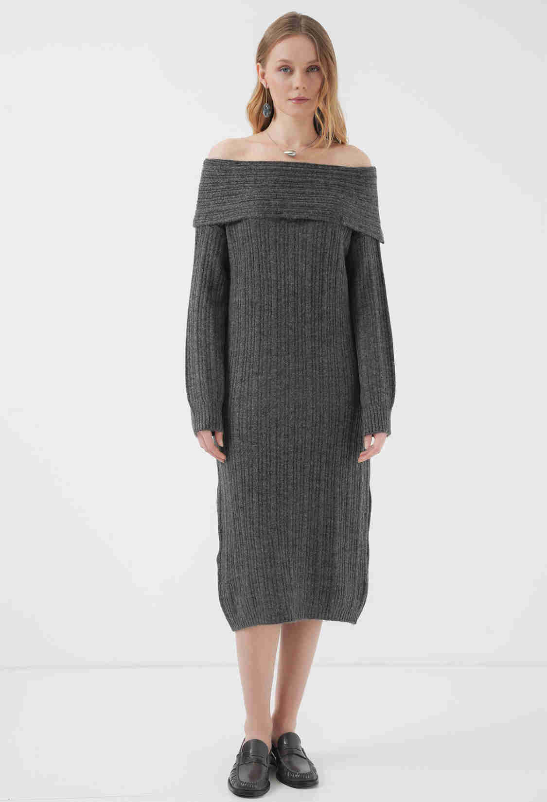 Madonna Collar Oversize Sweater Dress - Brand: Bigdart - Women & Kids, Baby Clothes Wholesale - TheBS Women