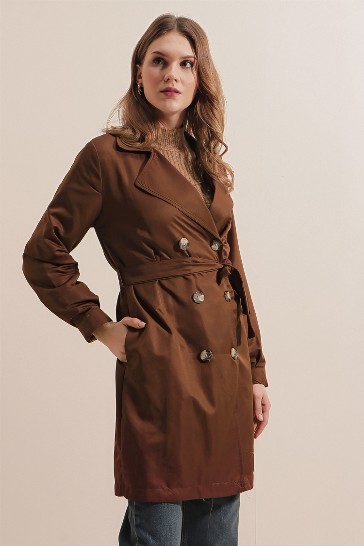 Double Neck Short Trench Coat - Brand: Bigdart - Women & Kids, Baby Clothes Wholesale - TheBS Women