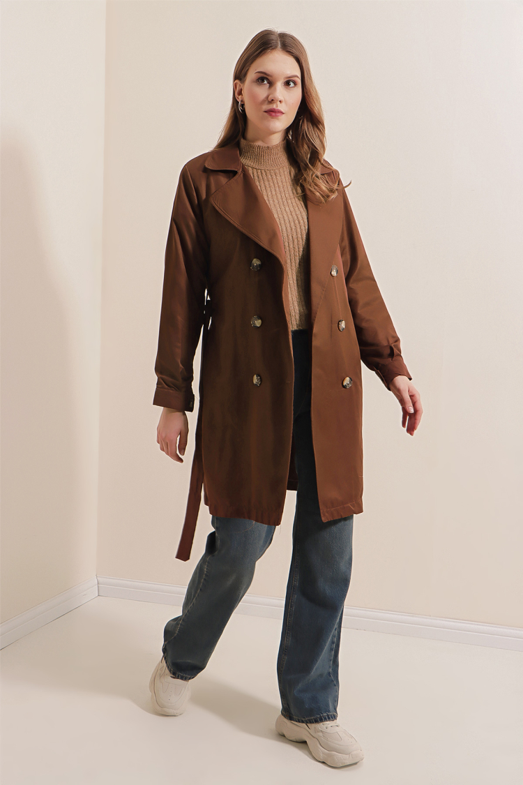 Double Neck Short Trench Coat - Brand: Bigdart - Women & Kids, Baby Clothes Wholesale - TheBS Women
