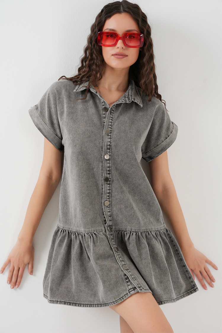 Short Denim Dress 2530 - Smoked - Brand: Bigdart - Women & Kids, Baby Clothes Wholesale - TheBS Women
