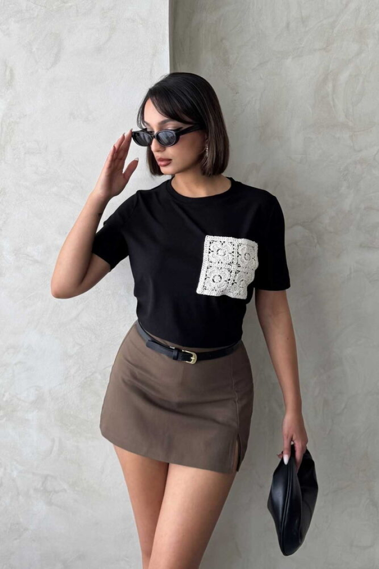 Pocket Detailed T-Shirt - Producer: Topshow - Wholesale Women Clothes - TheBS Women