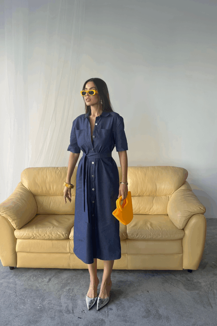 Tencel Front Buttoned Short Sleeve Dress - Producer: Ello - Wholesale Women Clothes - TheBS Women