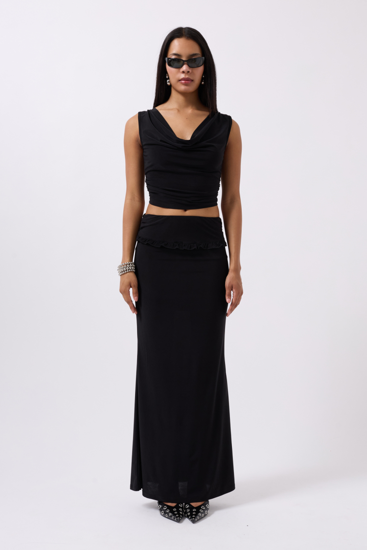 Folding Waist Detail Maxi Skirt - Producer: Black Fashion - Wholesale Women Clothes - TheBS Women