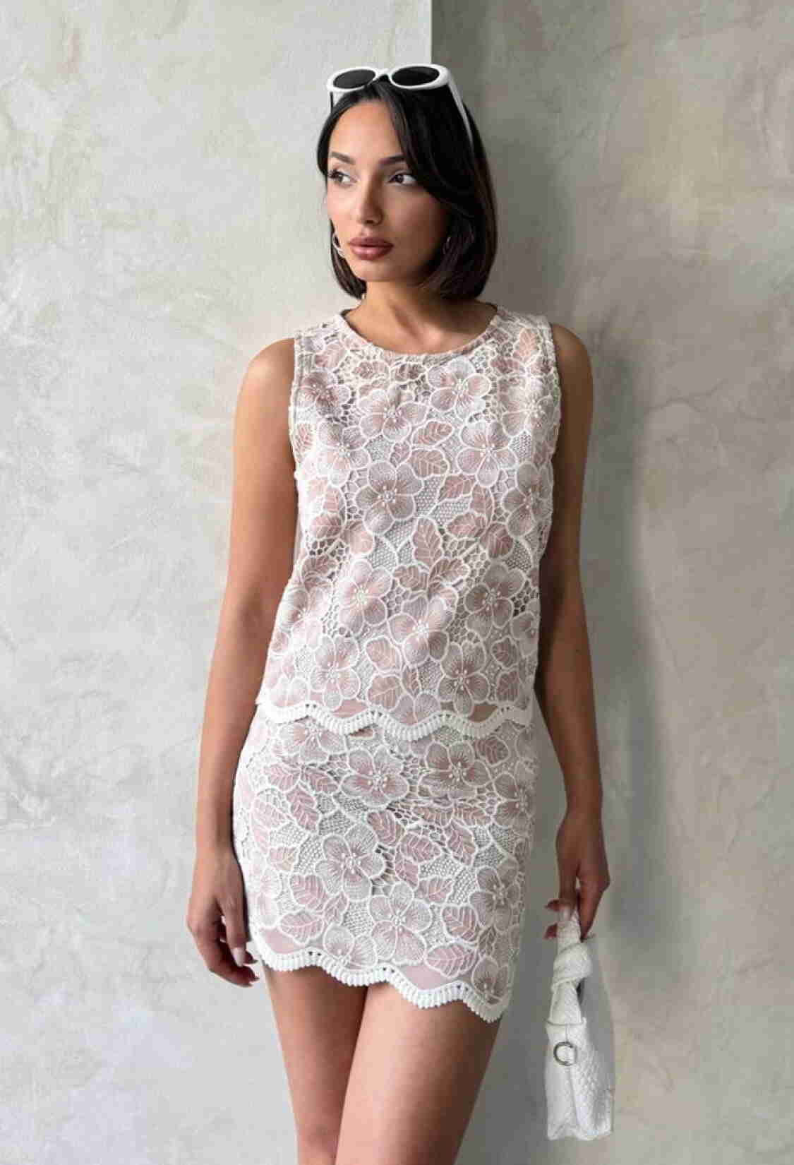 Lace Skirt - Powder - Brand: Topshow - Women & Kids, Baby Clothes Wholesale - TheBS Women
