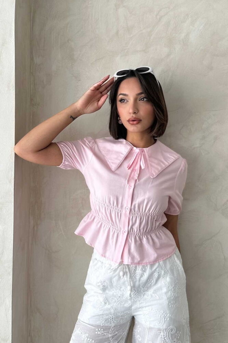 Collar Detailed Ruffle Shirt - Producer: Topshow - Wholesale Women Clothes - TheBS Women