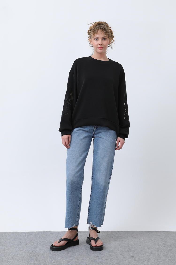 Women's Sleeves Mesh Embroidered Sweatshirt - Brand: SOUL - Women & Kids, Baby Clothes Wholesale - TheBS Women