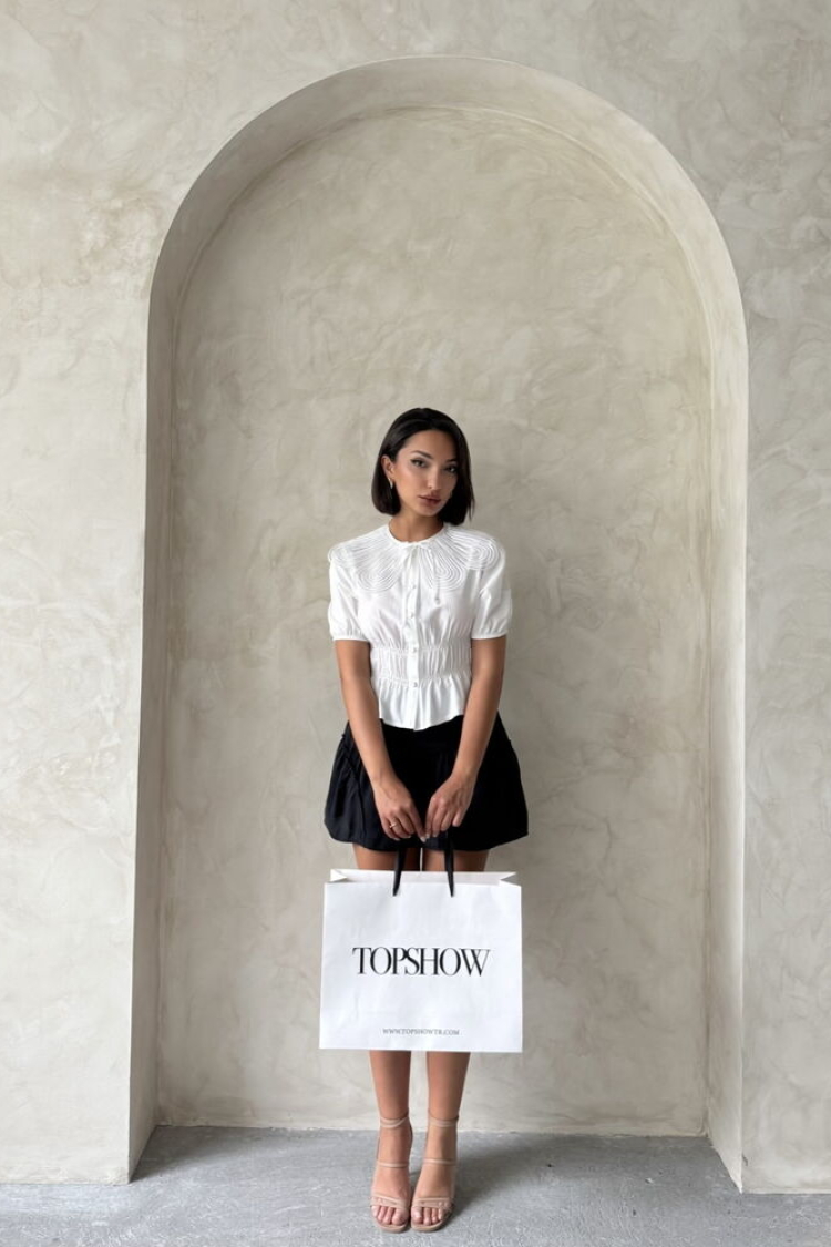 Collar Detailed Ruffle Shirt - Producer: Topshow - Wholesale Women Clothes - TheBS Women