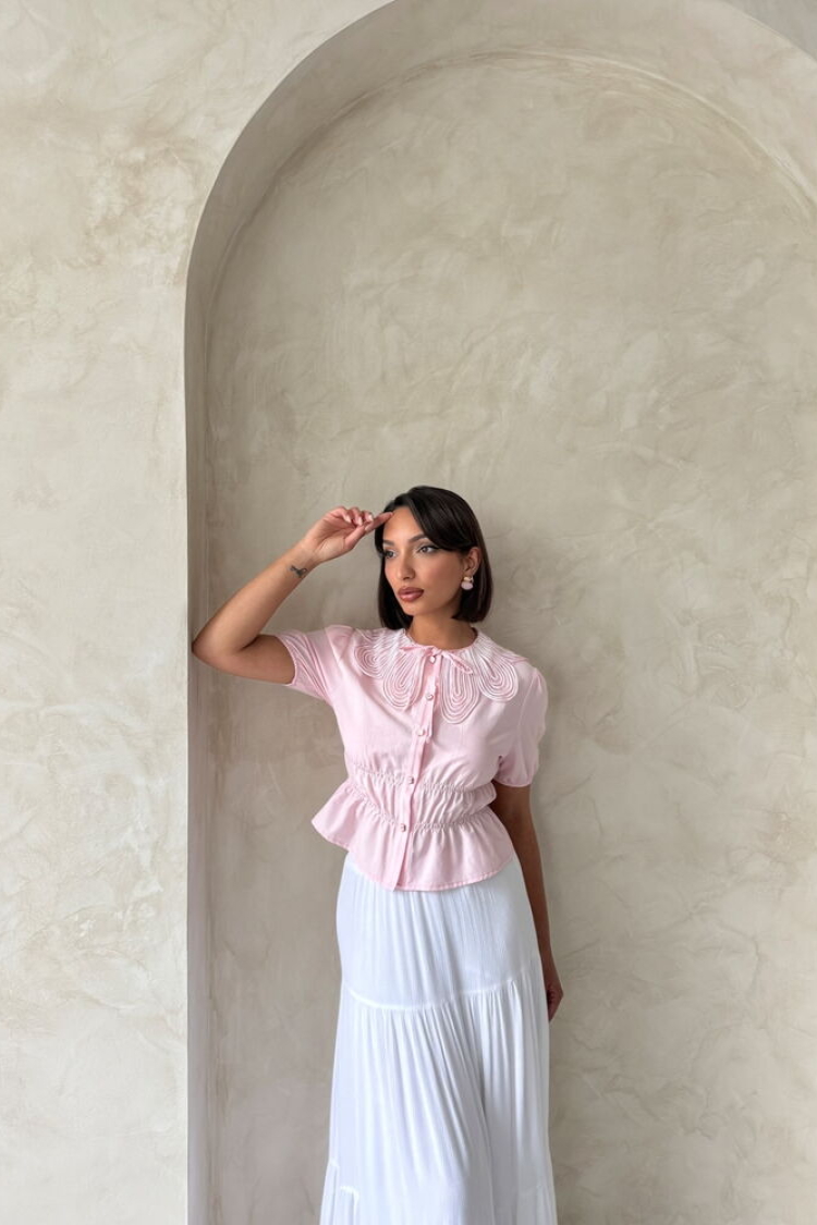 Collar Detailed Ruffle Shirt - Producer: Topshow - Wholesale Women Clothes - TheBS Women