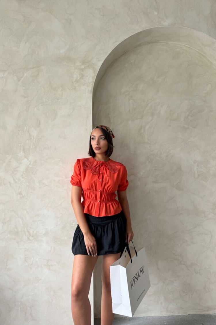 Collar Detailed Ruffle Shirt - Producer: Topshow - Wholesale Women Clothes - TheBS Women