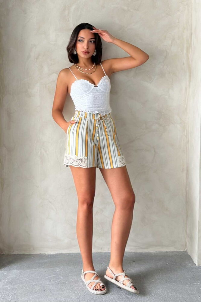Leg Lace Striped Shorts - Producer: Topshow - Wholesale Women Clothes - TheBS Women