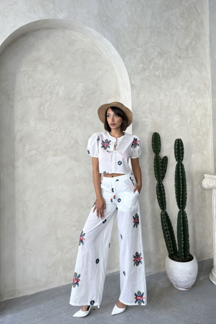 Embroidered Pants - Cream - Producer: Topshow - Wholesale Women Clothes - TheBS Women