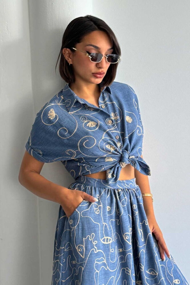 D 2789 Embroidered Shirt - DarkDsn2 - Producer: Topshow - Wholesale Women Clothes - TheBS Women