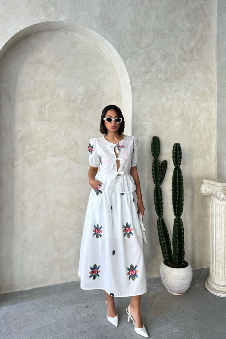 Embroidered Voile Skirt - Cream - Producer: Topshow - Wholesale Women Clothes - TheBS Women